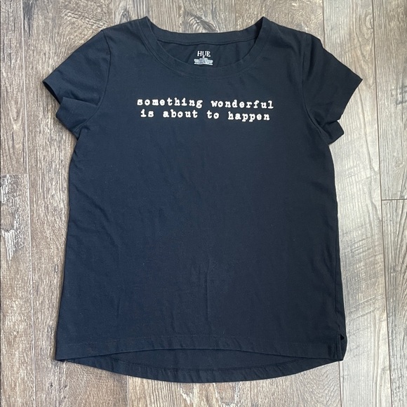 HUE Tops - HUE Women’s Black Short Sleeve Tee with Positive Message‎ Size M
